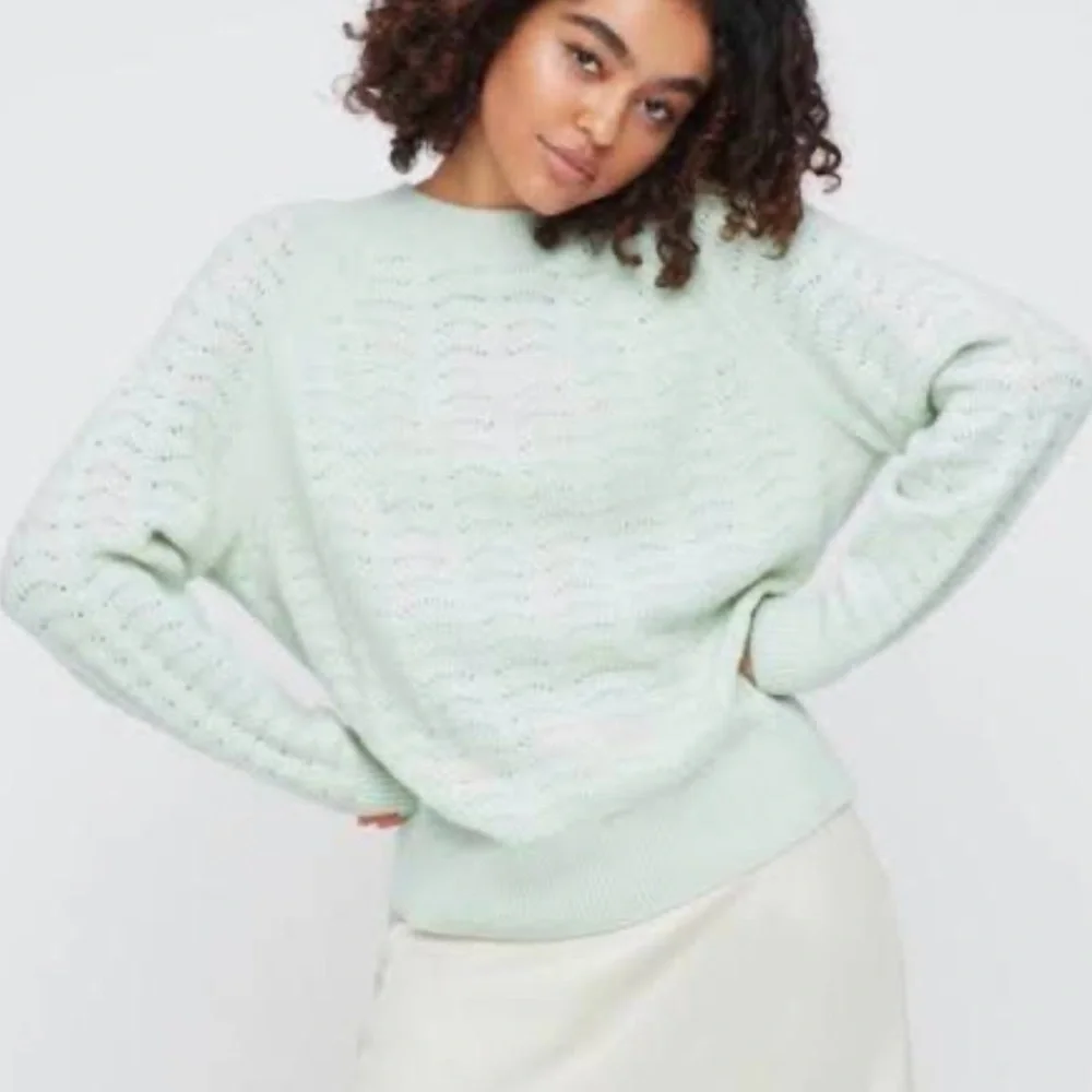 UNIQLO Light Souffle Yarn Pointelle Crew Neck Sweater pastel green  - M - Picture 4 of 13